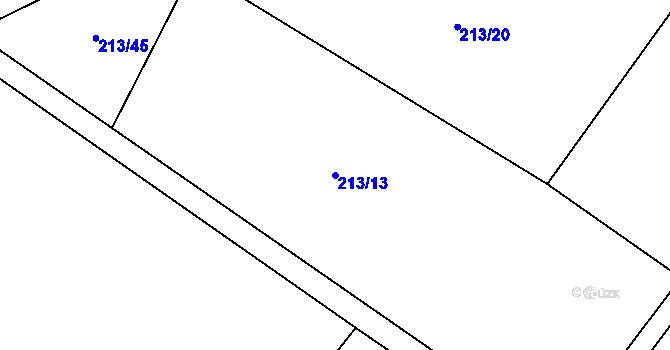 Parcela st. 213/13 v KÚ Hlušičky, Katastrální mapa