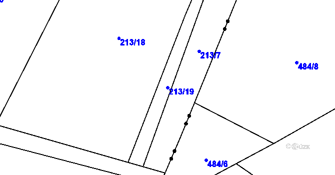 Parcela st. 213/19 v KÚ Hlušičky, Katastrální mapa