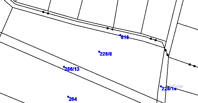 Parcela st. 228/8 v KÚ Hlušičky, Katastrální mapa