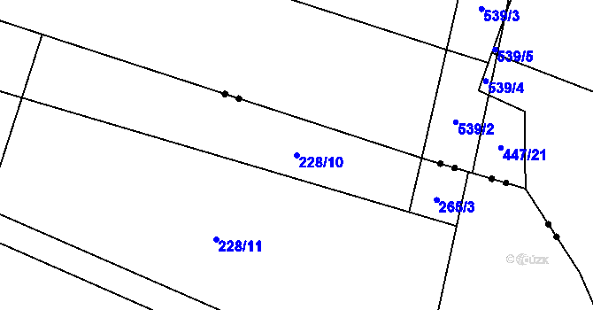 Parcela st. 228/10 v KÚ Hlušičky, Katastrální mapa