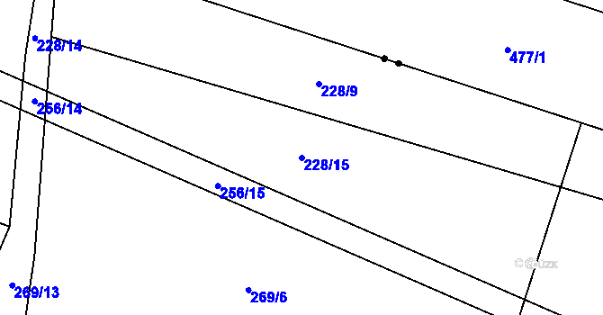 Parcela st. 228/15 v KÚ Hlušičky, Katastrální mapa