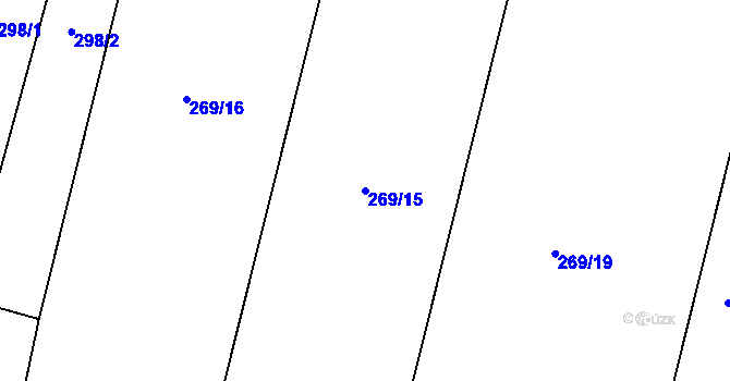 Parcela st. 269/15 v KÚ Hlušičky, Katastrální mapa