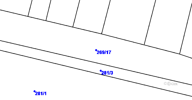 Parcela st. 269/17 v KÚ Hlušičky, Katastrální mapa