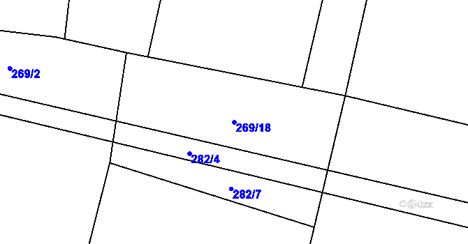 Parcela st. 269/18 v KÚ Hlušičky, Katastrální mapa