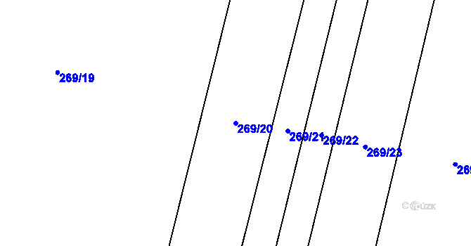 Parcela st. 269/20 v KÚ Hlušičky, Katastrální mapa
