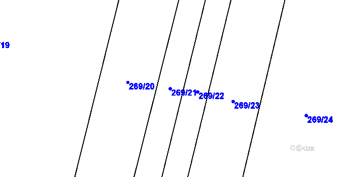 Parcela st. 269/21 v KÚ Hlušičky, Katastrální mapa
