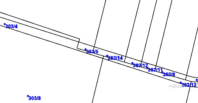 Parcela st. 303/6 v KÚ Hlušičky, Katastrální mapa
