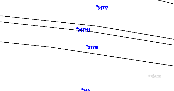 Parcela st. 317/6 v KÚ Hlušičky, Katastrální mapa