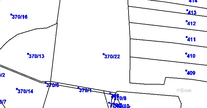 Parcela st. 370/22 v KÚ Hlušičky, Katastrální mapa