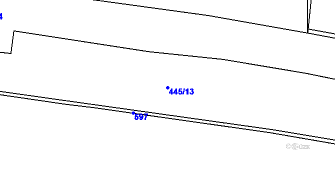 Parcela st. 445/13 v KÚ Hlušičky, Katastrální mapa