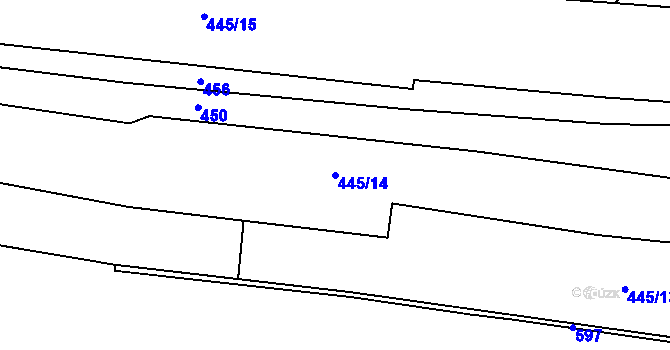 Parcela st. 445/14 v KÚ Hlušičky, Katastrální mapa