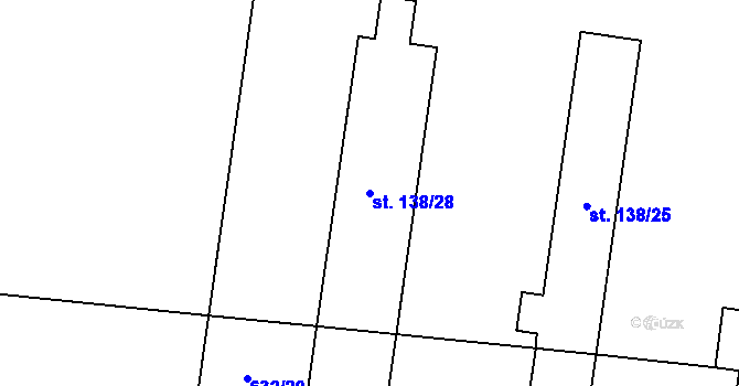 Parcela st. 138/28 v KÚ Hlušičky, Katastrální mapa