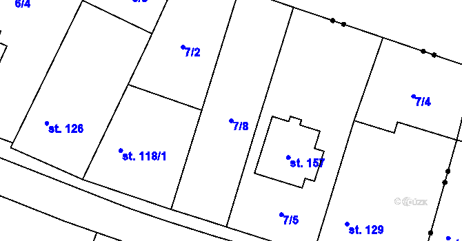 Parcela st. 7/8 v KÚ Hlušičky, Katastrální mapa
