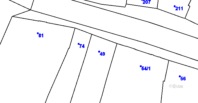 Parcela st. 49 v KÚ Hlušovice, Katastrální mapa