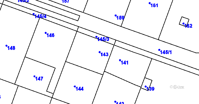 Parcela st. 143 v KÚ Hlušovice, Katastrální mapa