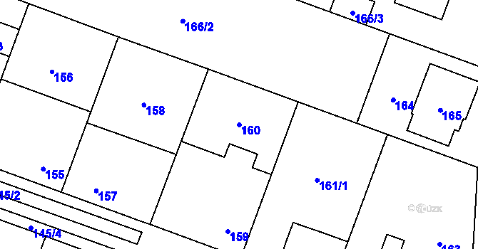 Parcela st. 160 v KÚ Hlušovice, Katastrální mapa