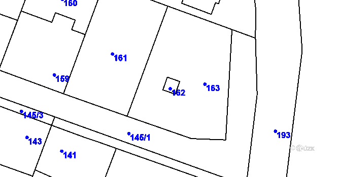 Parcela st. 162 v KÚ Hlušovice, Katastrální mapa