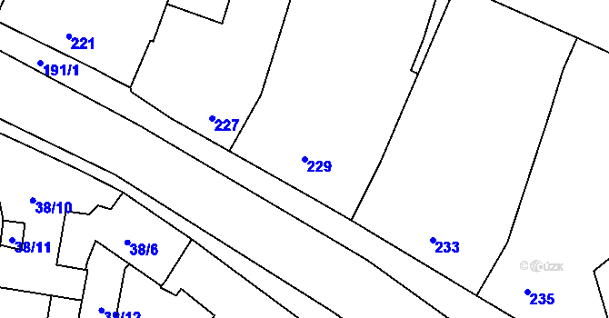 Parcela st. 229 v KÚ Hlušovice, Katastrální mapa
