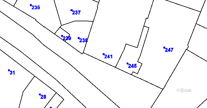 Parcela st. 241 v KÚ Hlušovice, Katastrální mapa