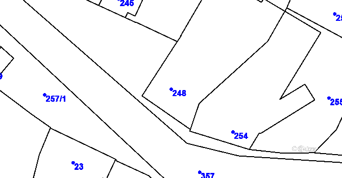 Parcela st. 248 v KÚ Hlušovice, Katastrální mapa