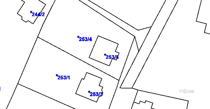 Parcela st. 253/5 v KÚ Hlušovice, Katastrální mapa