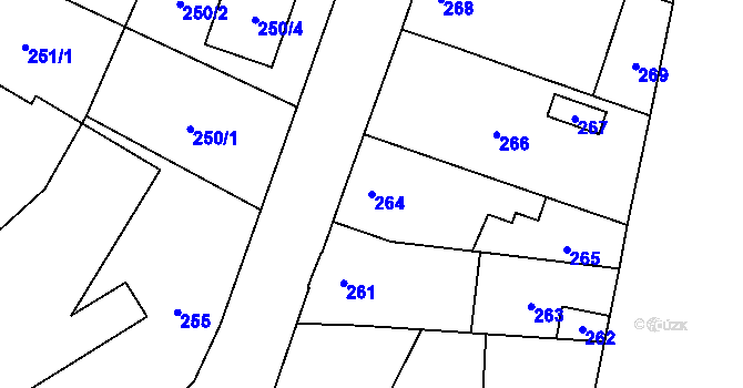 Parcela st. 264 v KÚ Hlušovice, Katastrální mapa