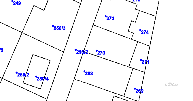 Parcela st. 270 v KÚ Hlušovice, Katastrální mapa