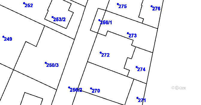 Parcela st. 272 v KÚ Hlušovice, Katastrální mapa