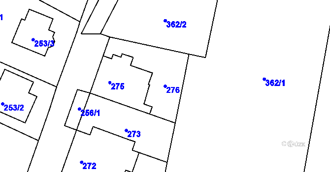 Parcela st. 276 v KÚ Hlušovice, Katastrální mapa