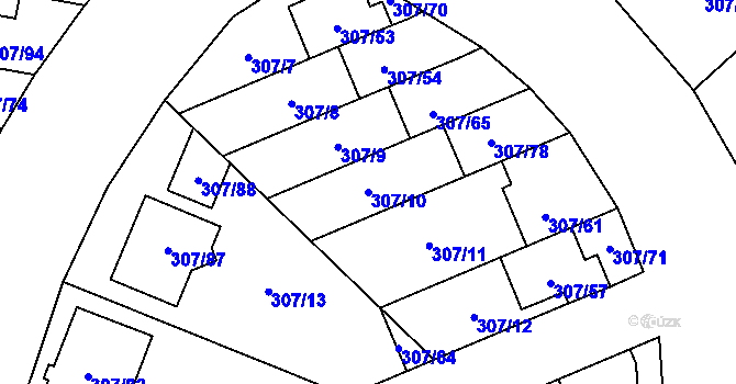 Parcela st. 307/10 v KÚ Hlušovice, Katastrální mapa