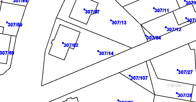 Parcela st. 307/14 v KÚ Hlušovice, Katastrální mapa