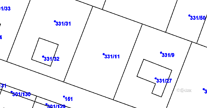 Parcela st. 331/11 v KÚ Hlušovice, Katastrální mapa
