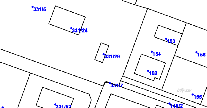 Parcela st. 331/29 v KÚ Hlušovice, Katastrální mapa