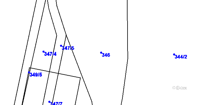 Parcela st. 346 v KÚ Hlušovice, Katastrální mapa