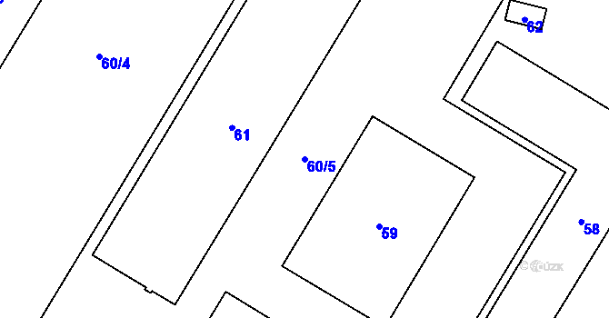 Parcela st. 60/5 v KÚ Hlušovice, Katastrální mapa