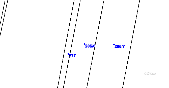 Parcela st. 286/6 v KÚ Hlušovice, Katastrální mapa