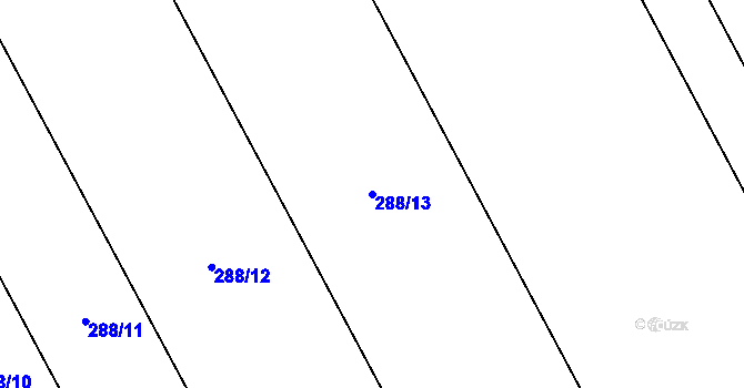 Parcela st. 288/13 v KÚ Hlušovice, Katastrální mapa