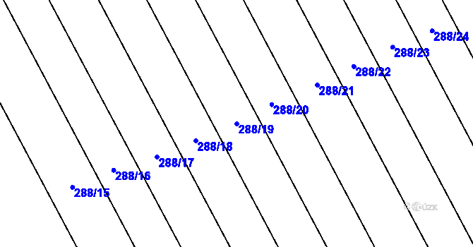 Parcela st. 288/19 v KÚ Hlušovice, Katastrální mapa