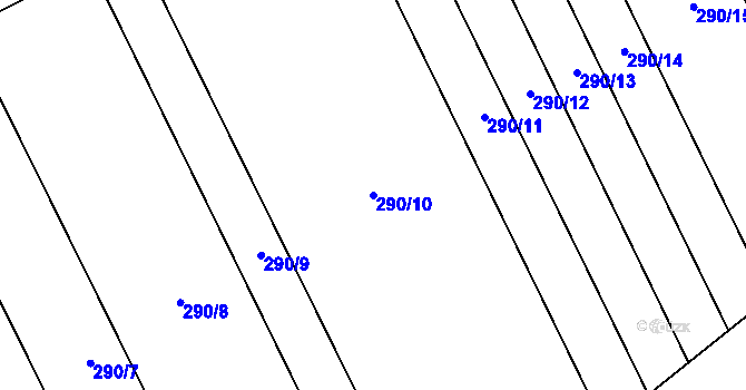 Parcela st. 290/10 v KÚ Hlušovice, Katastrální mapa