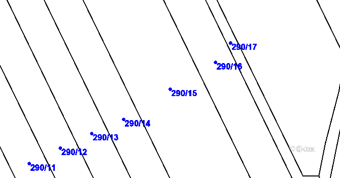Parcela st. 290/15 v KÚ Hlušovice, Katastrální mapa