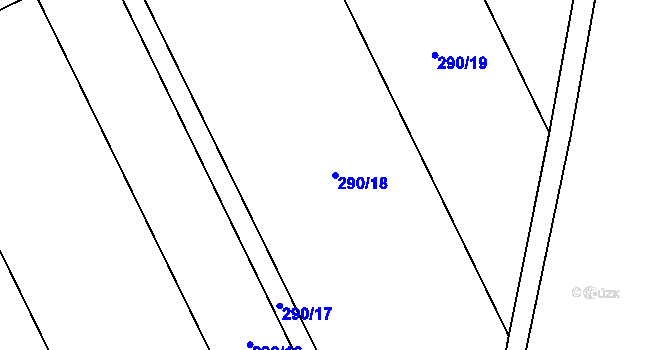 Parcela st. 290/18 v KÚ Hlušovice, Katastrální mapa