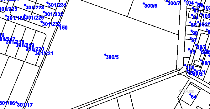 Parcela st. 300/5 v KÚ Hlušovice, Katastrální mapa
