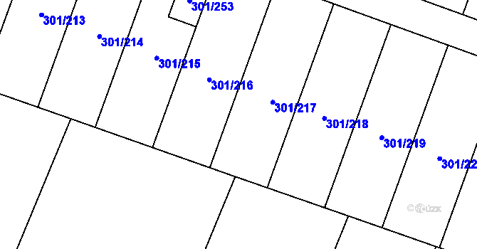 Parcela st. 301/12 v KÚ Hlušovice, Katastrální mapa