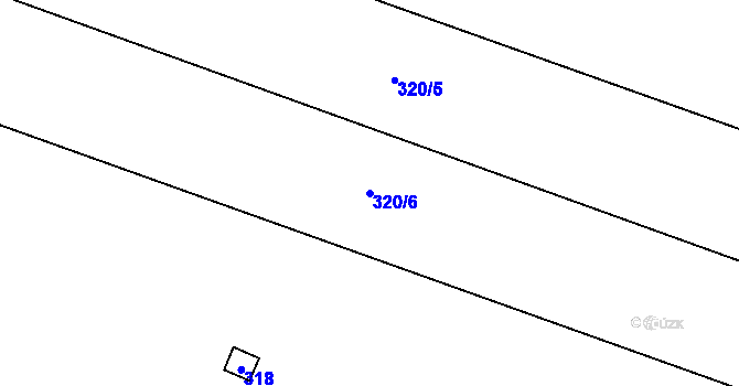 Parcela st. 320/6 v KÚ Hlušovice, Katastrální mapa