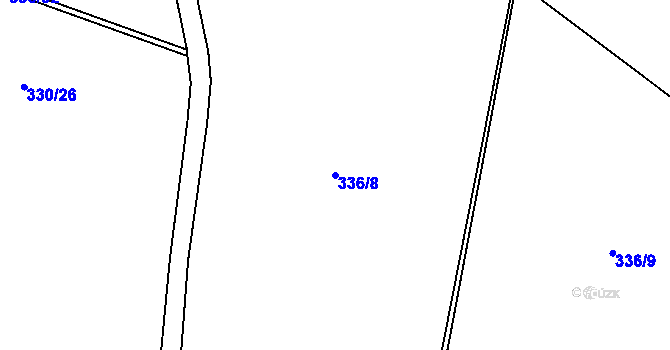 Parcela st. 336/8 v KÚ Hlušovice, Katastrální mapa