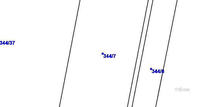 Parcela st. 344/7 v KÚ Hlušovice, Katastrální mapa
