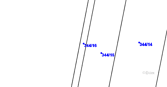 Parcela st. 344/16 v KÚ Hlušovice, Katastrální mapa