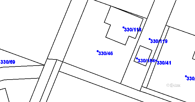 Parcela st. 330/46 v KÚ Hlušovice, Katastrální mapa