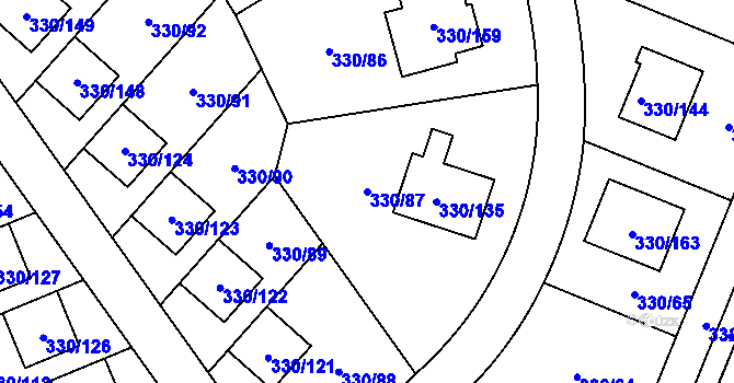 Parcela st. 330/87 v KÚ Hlušovice, Katastrální mapa