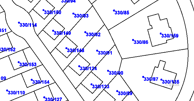 Parcela st. 330/91 v KÚ Hlušovice, Katastrální mapa